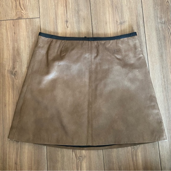 VEDA Brown Leather Skirt - Picture 1 of 3